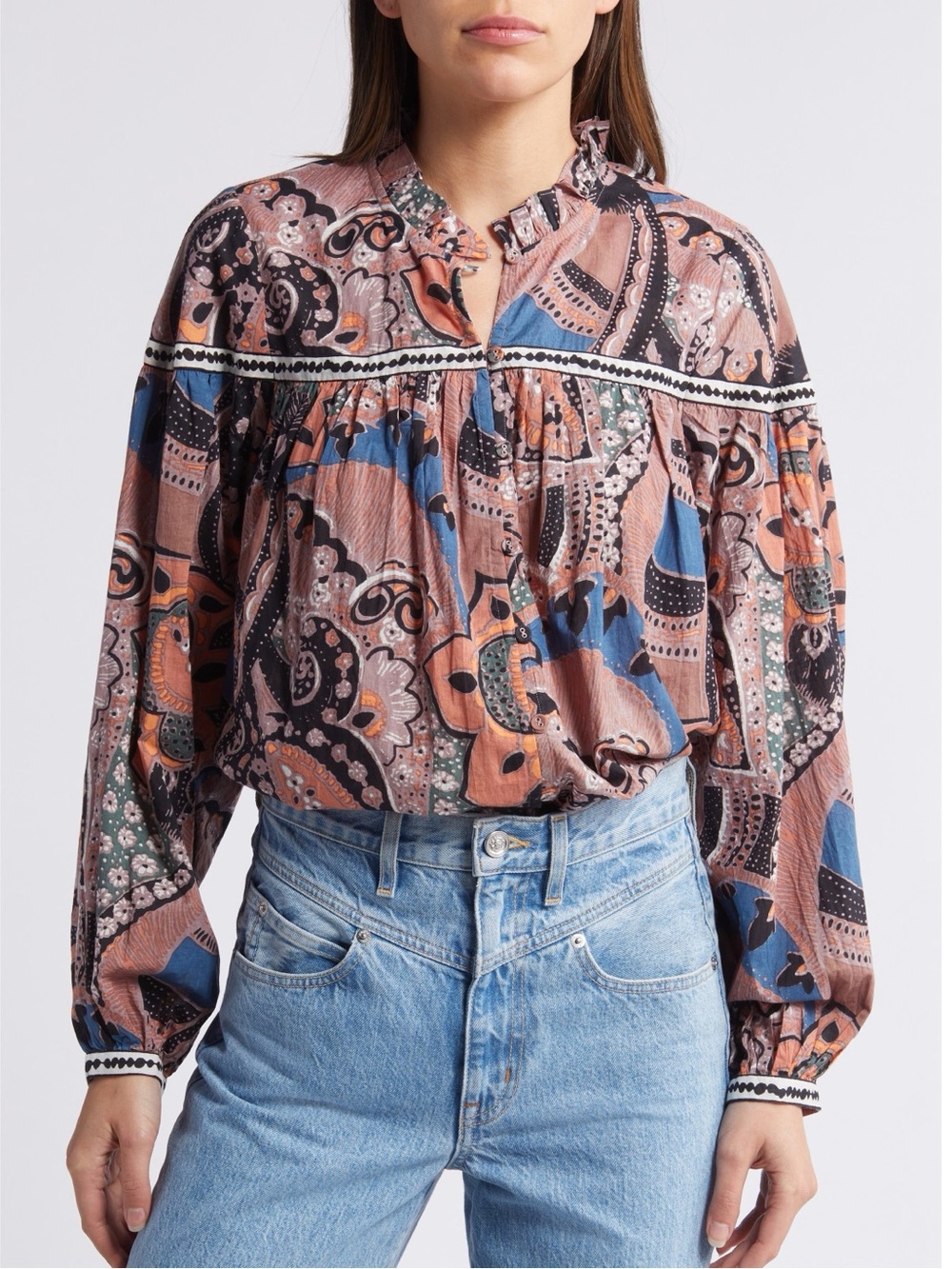 Cleobella Karla Mixed Floral Organic Cotton Voile Top